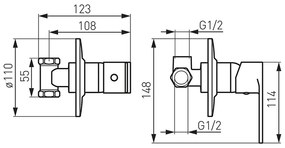 Baterie dus incastrata culoare crom Ferro, Algeo