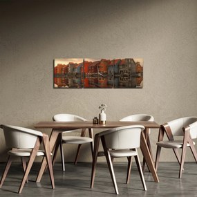 Tablou cu căsuțele colorate (cu ceas) (90x30 cm)
