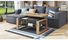 Masuta de cafea extensibila in decor stejar artisan PORTI 100x65 cm