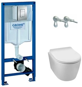 Pachet vas wc suspendat rimless Balneo Luxa, capac softclose, rezervor Grohe Rapid SL si clapeta Grohe Skate Cosmopolitan crom