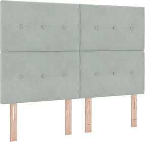 vidaXL Tăblie LED cu benzi LED Manual Gri deschis 160 cm Catifea