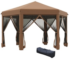 Outsunny Foisor de Gradina pliabil cu Plasa de tantari 3.6x3.6x2.6m Maro