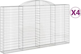vidaXL Coșuri gabion arcuite 4 buc. 300x30x160/180 cm, fier galvanizat