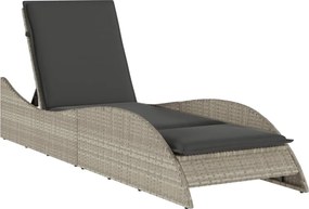 vidaXL Șezlong cu pernă, gri deschis, 60x205x73 cm, poliratan