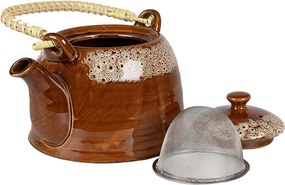 Ceainic cu infuzor, maro, din ceramica, capacitate 750 ml, Browny