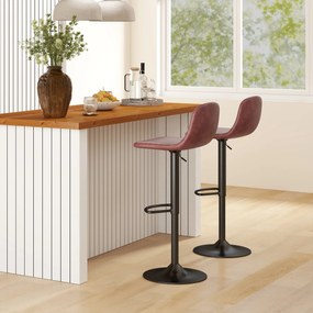 HOMCOM Set 2 Scaune Inalte Reglabile 360° cu Spatar si Suport pentru Picioare pentru Bucatarie Bar sau Sufragerie 40,5x44x84-104 cm Maro | Aosom Romania