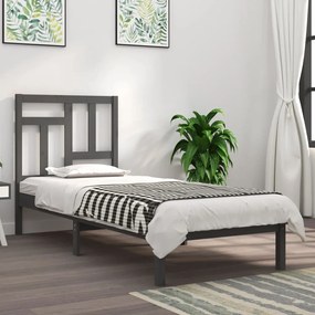 3104505 vidaXL Cadru de pat mic single, gri, 75x190 cm, lemn masiv