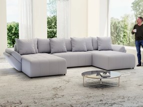 Colțar extensibil dumonde cu ladă de depozitare si sezut confortabil din spuma high-density, Berlin U Enjoy Gri 380x180 cm