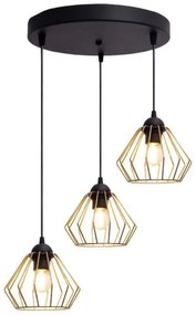 Lustră pe cablu CEED GOLD 3xE27/60W/230V d. 45 cm negru/auriu