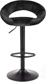 Scaun bar H102, negru, stofa catifelata/otel, 53x48x78/100 cm