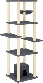 vidaXL Ansamblu de pisici, stâlpi din funie sisal, gri închis, 154 cm