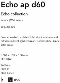 Aplica de perete cu lumina LED ambientala ECHO AP D60 NERO