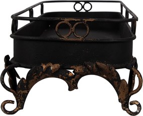 Tava decorativa, pentru lumanari, neagra, din metal, 55x20x14 cm
