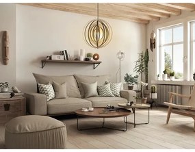 Lustră suspendată din lemn cu cablu, 1xE27/60W/230V, Ø 50 cm, lemn masiv/furnir/lemn de cauciuc