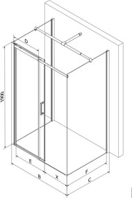Mexen Omega-3S cabina de duș cu 3 pereți, culisantă 100x80 cm, transparentă, crom + cădiță Flat - 825-100-080-01-00-3s-4010