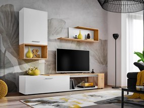 Mobilier living Mantes WWT2 (alb mat + stejar wotan). 1097676