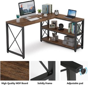 Birou Oscar,culoare nuc si negru,135+110x75 cm