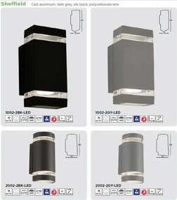 Aplica perete exterior IP44 Up and Down Sheffield negru