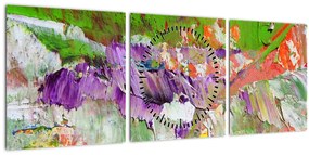 Tablou cu abstracție - pictura (cu ceas) (90x30 cm)