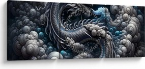 Tablou – Dragon în fum (cu ceas) (90x30 cm)