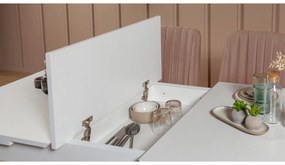 Masă de sufragerie extensibilă cu 2 scaune și 2 bănci Vlasta (alb + bej). 1072377