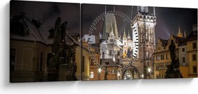 Tablou cu Poarta de pulbere iluminată (cu ceas) (90x30 cm)