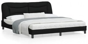 Cadru de pat cu lumini LED, negru, 180x200 cm, textil