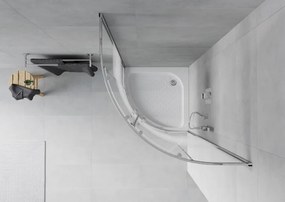 Mexen Rio cabină de duș semicirculară 70 x 70 cm, dungi albe, crom + receptor de duș, alb - 863-070-070-01-20-4710