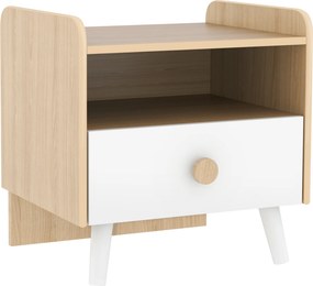 AIYAPLAY Noptieră cu Sertar pentru Copii 3-10 Ani, cu Design Minimalist pentru Dormitor, 40x32,5x40 cm, Lemn Natural | Aosom Romania