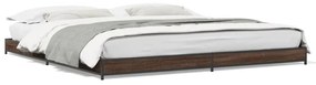 845140 vidaXL Cadru de pat, stejar maro, 160x200 cm, lemn prelucrat și metal