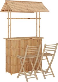 vidaXL Set mobilier de bar, 3 piese, bambus