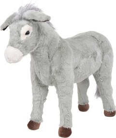 vidaXL Măgar de jucărie din pluș în picioare, gri, XXL