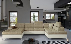 Canapea modulara, extensibila, cu spatiu pentru depozitare, 345x202x90 cm, Eduardo R01, Eltap (Culoare: Gri pepit / Gri inchis piele)