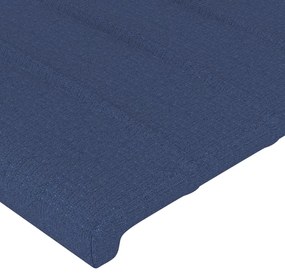 Cadru de pat cu tablie, albastru, 140x200 cm, textil Albastru, 140 x 200 cm, Benzi verticale