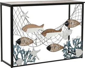 Consolă decorativă din metal și lemn cu temă marină, „Oceans"