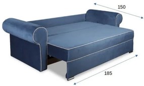Canapea Extensibila Cu 3 Locuri Sofia, Albastru Si Bej, Lada Depozitare, 251 x 105 x 75 Cm