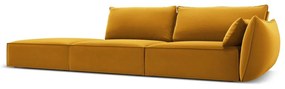 Canapea galben-muștar cu tapițerie din catifea, cu colț pe partea dreaptă 264 cm Vanda – Mazzini Sofas