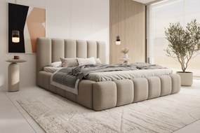 Pat tapițat Aura 160x200 cu spațiu depozitare - bouclé bej Quelle 05