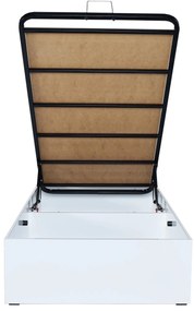 Pat de o persoană 90 cm Kalabora (cu somieră) (cu sp. depozitare) (alb). 1108497
