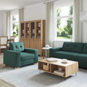 vidaXL Set canapea, 3 piese, perne verde închis, textil