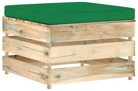 Set mobilier gradina cu perne, 12 piese, lemn verde tratat green and brown, 12