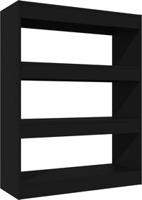 vidaXL Bibliotecă/Separator cameră, negru, 80x30x103 cm, lemn compozit