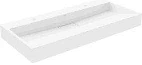 Mexen Ava chiuvetă pe blat din conglomerat 2 orificii 100 x 46 cm, Albă - 23011002