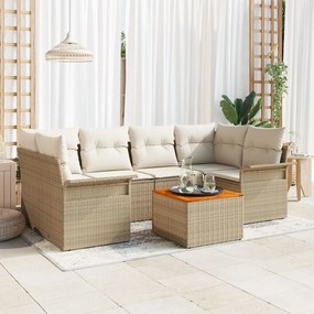 vidaXL Set de canapele pentru grădină 7 pcs Bej Rattan poli