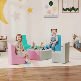 AIYAPLAY Set 8 piese blocuri din spumă pentru copii blocuri moi cu design masă și scaun pentru cățărat blocuri din PU multicolor | Aosom Romania