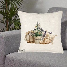 Perna Decorativa Colt Cozy de Craciun Boho, 40x40 cm, Crem Reliefat, Husa Detasabila, Perna Inclusa, BEKZ®