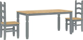 vidaXL Set de sufragerie din 3 piese Panama din lemn masiv de pin gri