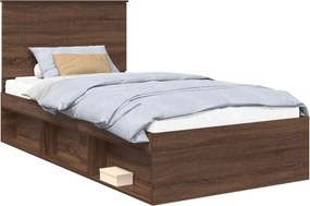 vidaXL Cadru de pat Stejar închis 100 x 200 cm Lemn de pin masiv