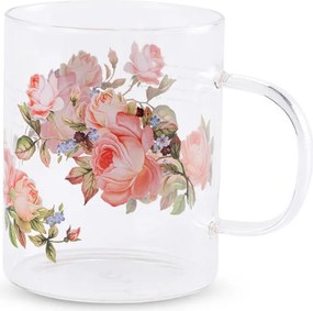 Cană din sticlă TRANDAFIR 410 ml