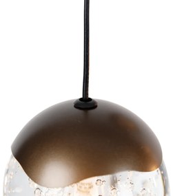 Lampă pendant de design bronz închis cu sticlă transparentă 12 lumini - Inge